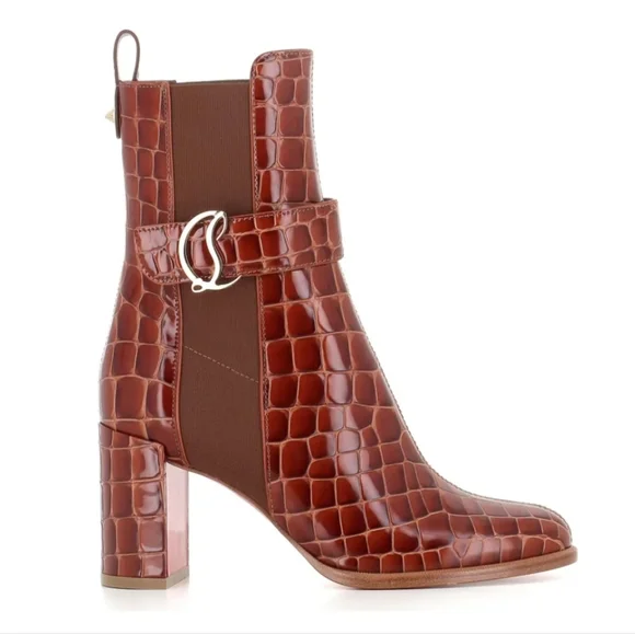 NWT$1,495 Christian Louboutin CL Chelsea Booty 70 Brown Boots Sz 38.5 , US 8.5 - Picture 5 of 16